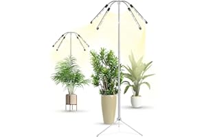 TAURUSY Grow Lights for Indoor Plants Full Spectrum with Detachable Tripod Stand, 10-55 Inches Height Adjustable Stand and Desktop Plant Lights for Indoor Growing with Auto On/Off Timer