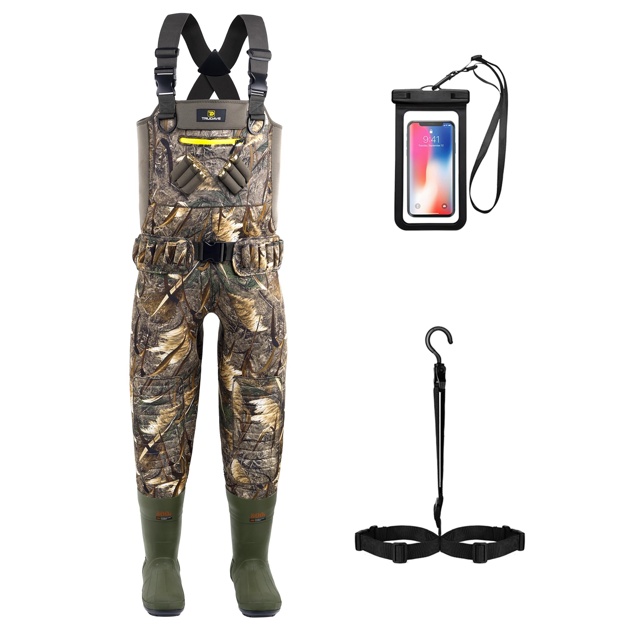 Photo 1 of Trudave Hunting Waders with Boot Hanger & 800GRAM Insulation, 6mm Waterproof Neoprene Camo Wader, 100% Waterproof and Warm xl