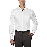 Van Heusen Men's Lux Sateen Fitted Solid Spread Collar Dress Shirt