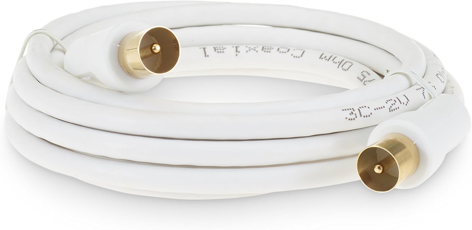SSL Satellites 1 Meter 3C-2V White Cable TV Aerial Lead Coaxial Cable Coax RF 75 OHM 3C-2V, 1M 3C-2V - Image 3