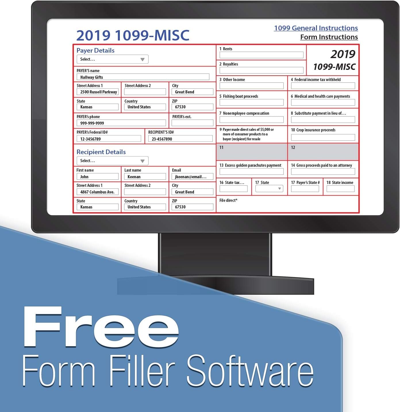 1099 Misc Tax Forms 19 Tangible Values 4 Part Kit With Envelopes