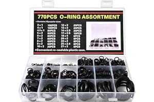 770pcs Rubber O Ring Kit - 18 Sizes Assorted Sealing NBR Gasket Washers Set for Automotive Car Repair, Plumbing, Air and Gas 
