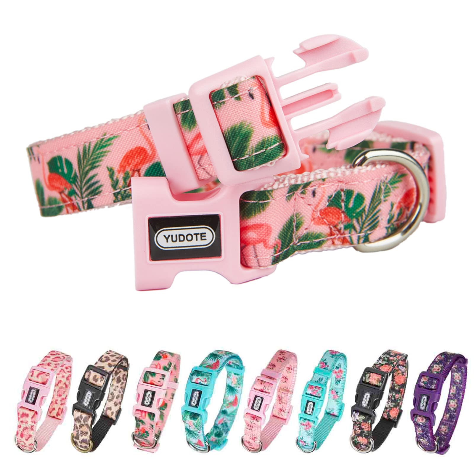 Petiry Pink Female Dog Collar,Adjusatble Nylon Dog Collar for Small Dogs (PinkFg,S)