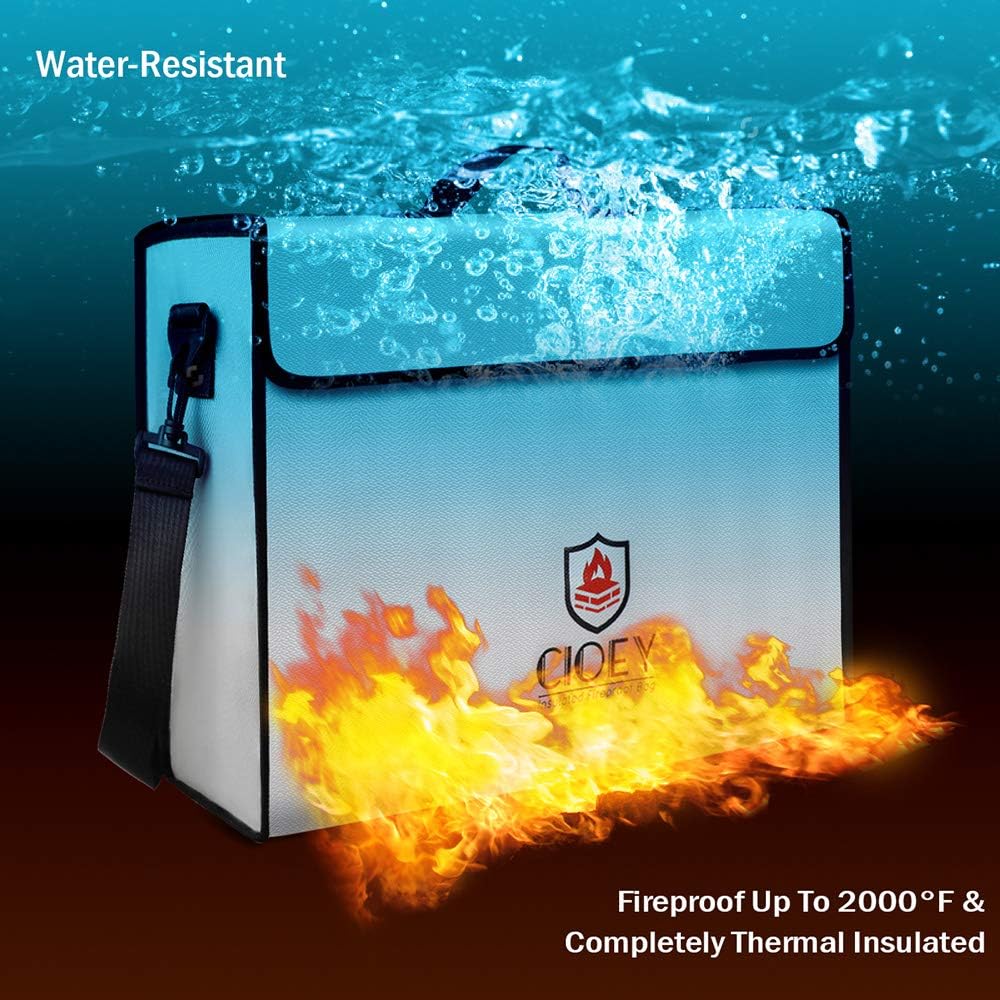 Fireproof Document Bags - Fireproof Box [Thermal Insulated] Fireproof Safety Boxes for Home Large Fireproof Bag Lockable Zipper Fireproof Safe Box Home Safes Fireproof Waterproof Fireproof Money Bag: Office Products