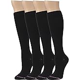 4 Pairs Dr. Motion Graduated Compression Knee-hi Women's Socks (Black)