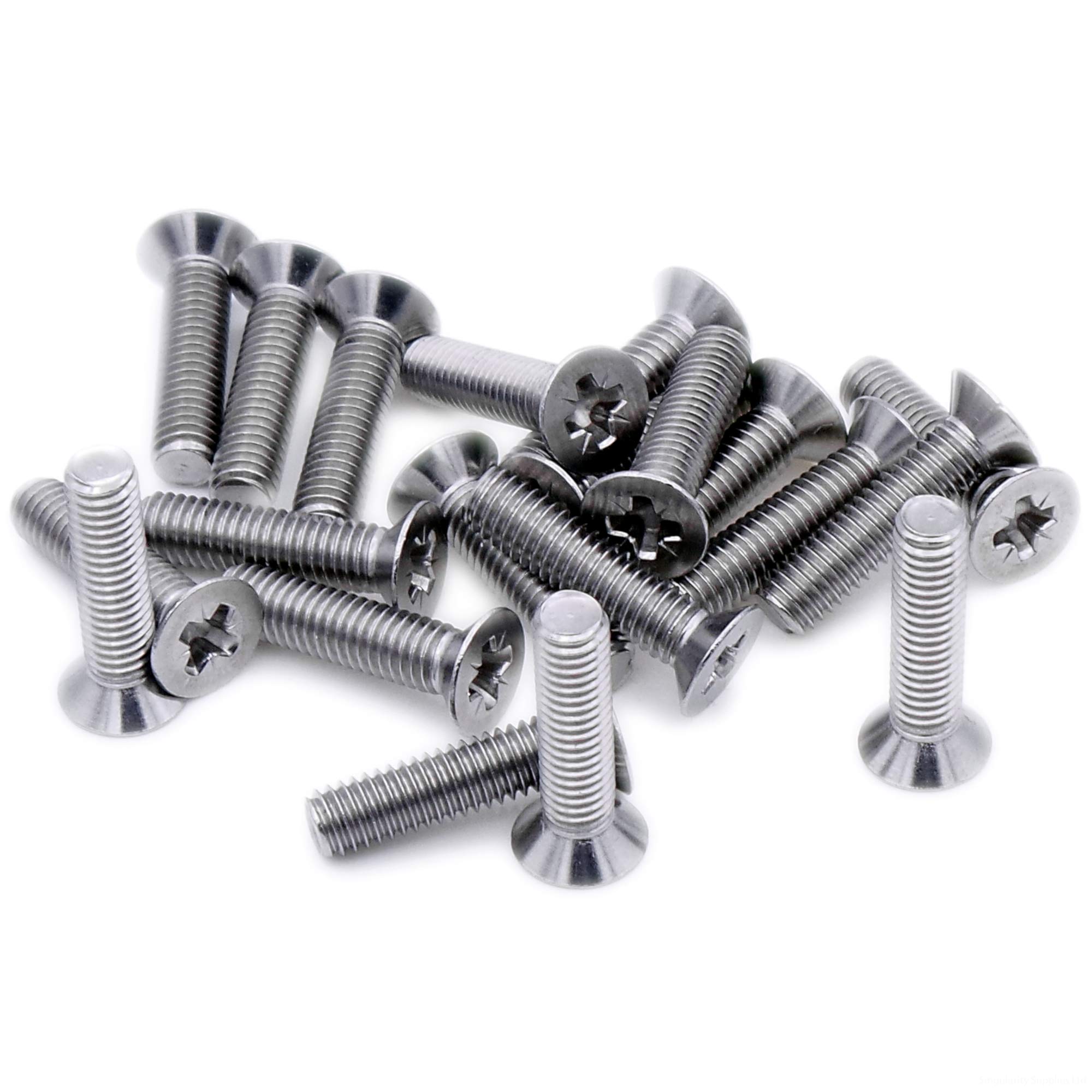 M4 (4mm x 100mm) Pozi Countersunk Machine Screw (Bolt) - Stainless Steel (A2) (Pack of 10)