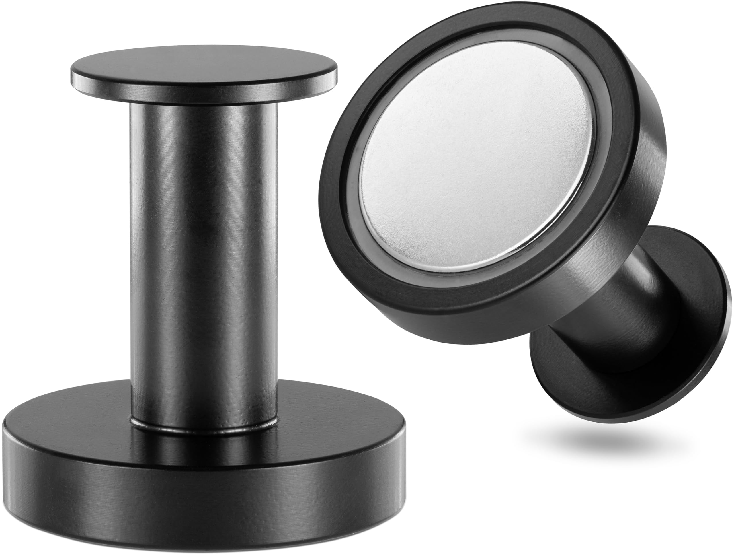 POPPSTAR Round Magnetic Hooks, Extra Strong – Set of 2 Matte Black Neodymium Hook Magnets, can be Used as Magnetic Coat Hooks, Towel Holders, Dish Towel Holders