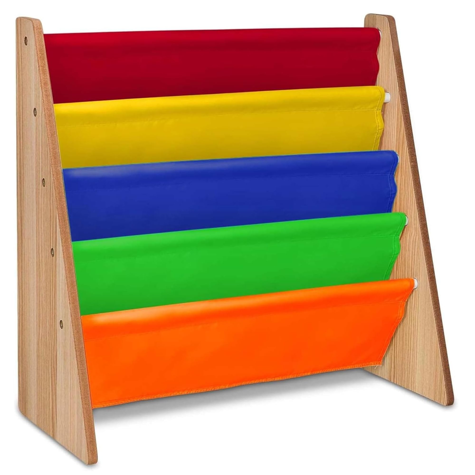 Kids Bookshelf Book Storage 4 Tier Multicolour Kids Bookcase Colourful Fabric Sling Shelves With Easy Book Access For Kids Books Rainbow Colour Childrens Bookcase Perfect For Kids Bedroom Storage