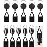 GAUENEEN 10 Pcs Retractable Lighter Clip Holder, Keychain Lighter Leash with Clip (Black)