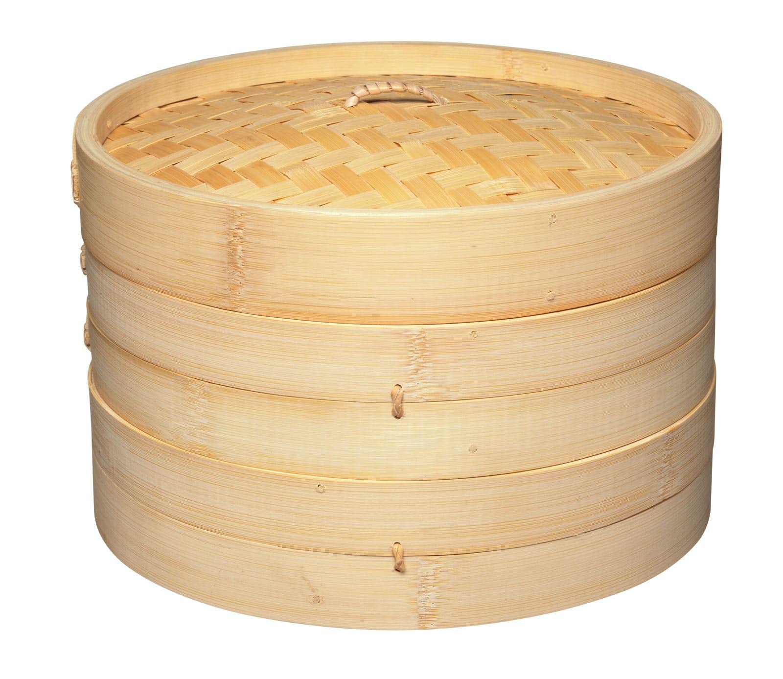 KitchenCraft World of Flavours 25cm Bamboo Steamer Basket, 2 Tier, Ideal for Best for Dim Sum, Vegetables, Bao Buns, Meat and Fish, Beige