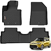 Binmotor-All Weather Floor Mats for Kia Soul 2014 2015 2016 2017 2018 2019, 1st & 2nd Row, Floor Liners for Soul, Car Floor Mats Custom Fit for Kia Soul Accessories