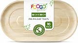 FOOGO Green 22x12 Large Palm Leaf Serving Trays Eco Friendly 56cm x 30cm