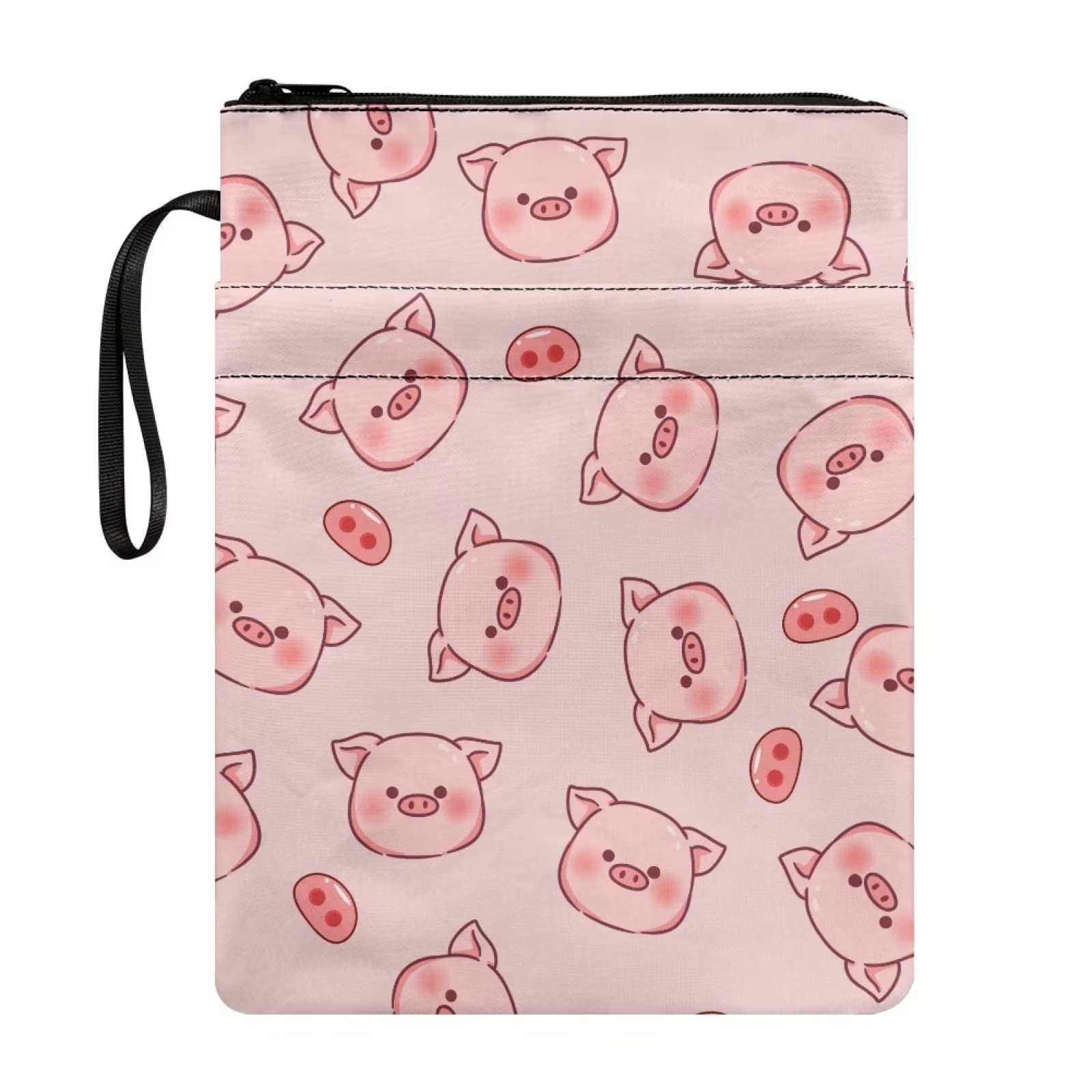 SEANATIVE Book Cover Case Cute Pink Pig Print Book Sleeve Durable Polyester Book Protector for Paperback Washable Book Pouch with Front Pocket