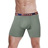 SUMABA Long Leg Men Underwear Boxer Briefs Fly with Pouch No Ride Up Underpants for Men