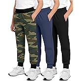 Real Essentials 3 Pack: Boys' Cotton Fleece Jogger Sweatpants - Active Athletic Youth Pants for Teens with Pockets