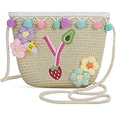 Letter Small Woven Straw Summer Beach Tote Bag for Women 2025,Woven Straw Beach Purse Shoulder Crossbody Bag for Women 2025