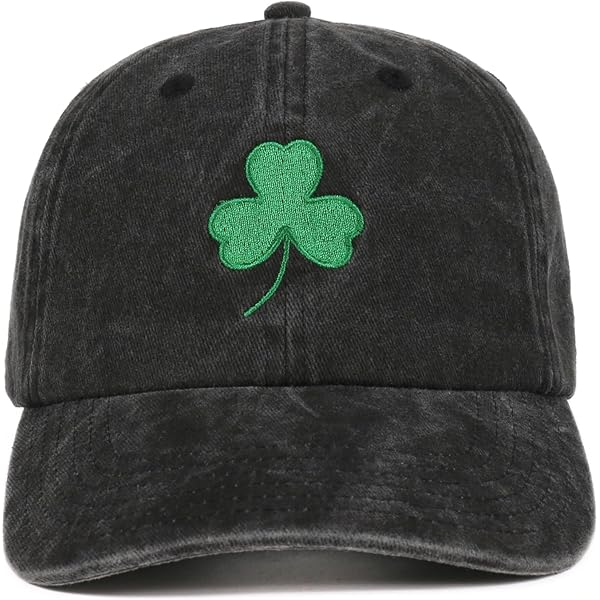 SHANVANKE Lucky Embroidered Baseball Cap - Adjustable Washed Cotton Hat For Men And Women, Black, One Size - View #3