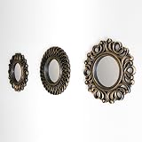 BONNYCO Wall Mirrors Pack of 3 Round Gold Hanging Wall Decor 9.84in view 3