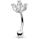 Melighting 16G Rook Earring Triple Marquice CZ Cartilage Earring Stainless Steel 316L Eyebrow Ring Stud Earring Eyebrow Jewellery 8mm Tragus Piercing Jewelry for Women