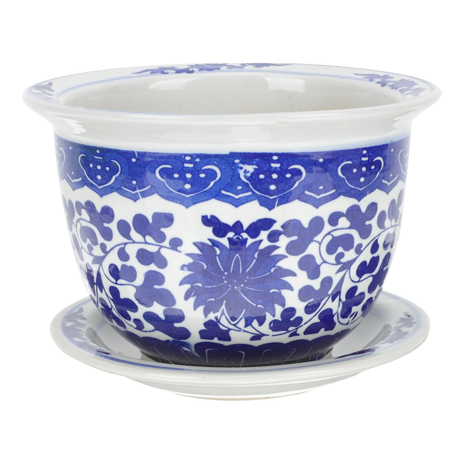 Operitacx Ceramic Flower Pot with Saucer Tray Elegant Decorative Planter for Balcony Garden and Style and Porcelain Container Height
