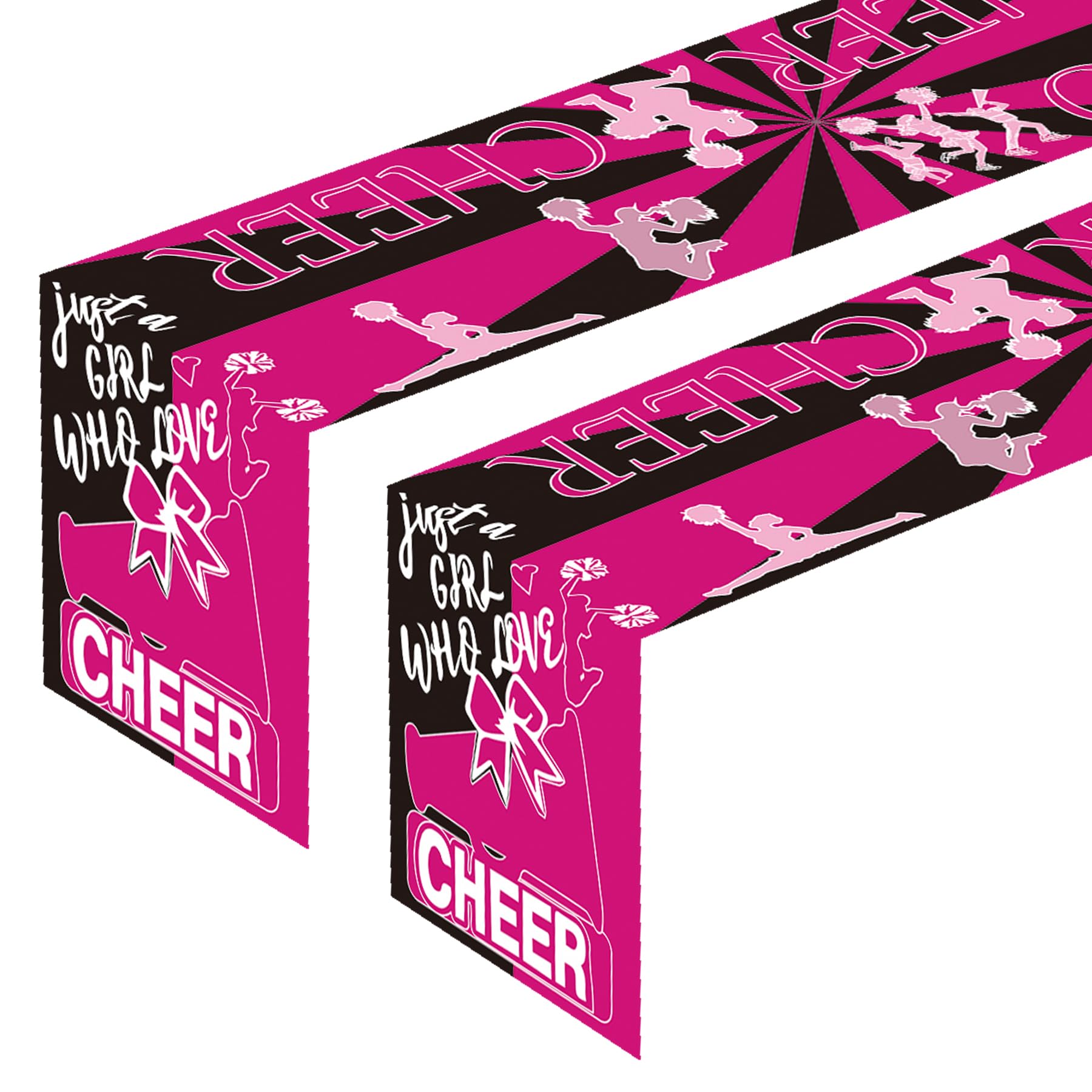 Photo 1 of 2 Pack Cheerleading Table Runner Party Supplies Sport Cheerleading Game Girl Cheer Dance Themed Table Cover Birthday Party Decorations Cheer Tablecloth-72x12 Inch
