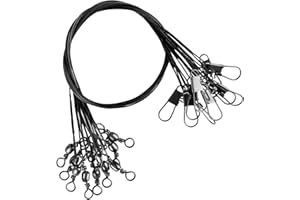 Alwonder 50PCS Fishing Leaders, Fish Line Stainless Steel Wire with Swivels Snap, High-Strength 30LB Hi-Low Rig Fishing Wire Leader Fishing Tackle Gear Connector for Lures Baits Rigs Hooks