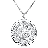 KINGWHYTE Graduation Gifts Birthstone Necklace for Women 925 Sterling Silver Compass Pendant Go in the Direction of your Dream Travel Jewelry Birthday Gift for Her