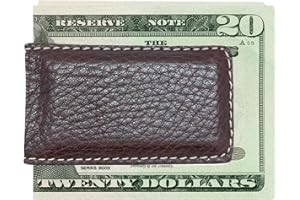 Real Leather Creations Magnetic Money Clip for Men - Genuine Leather, Holds 10-12 Bills, Slim Design, Brown