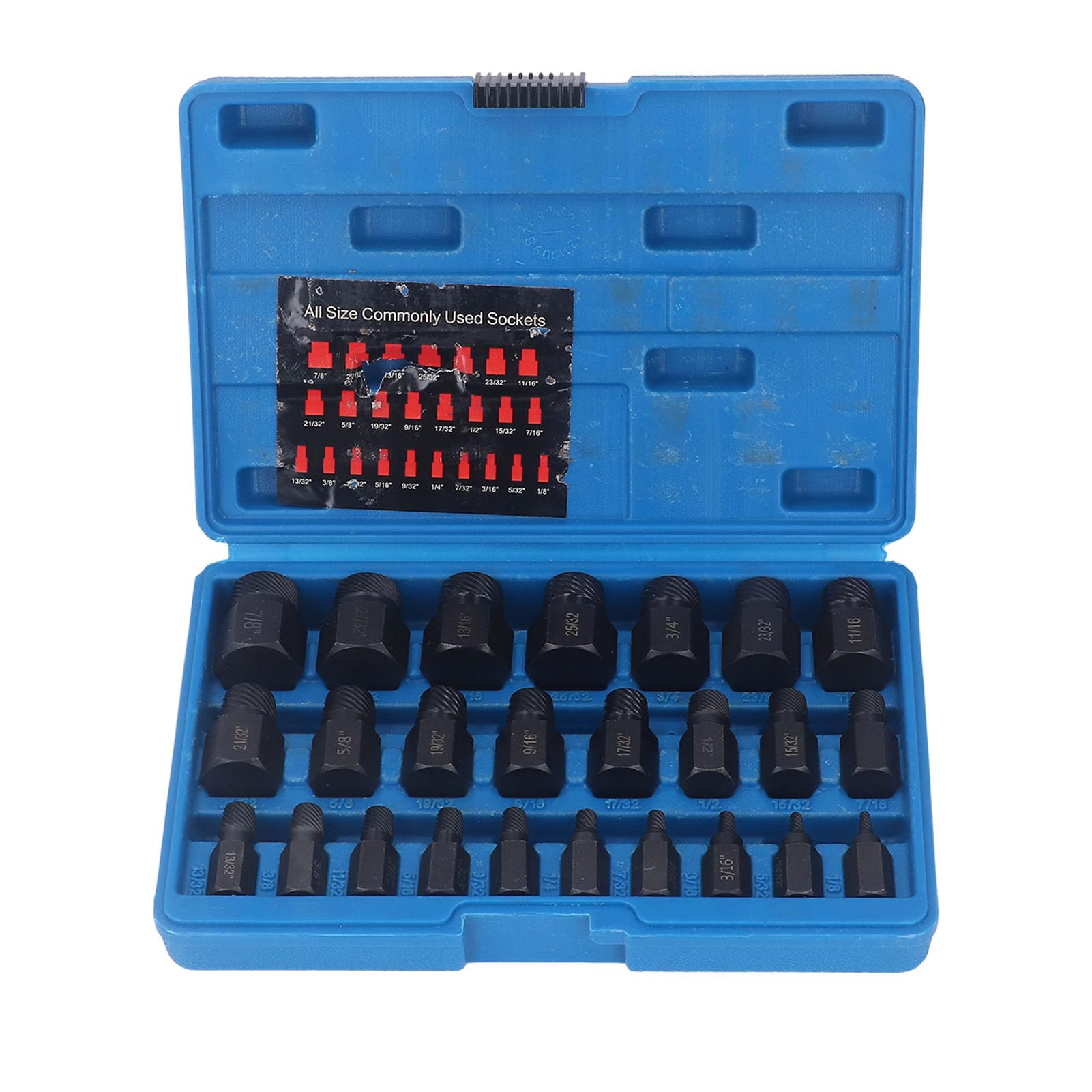 25Pcs CR MO Screw Bolt Extractor Set Hex Head Multi Spline Easy Out for Broken Studs Socket Screws