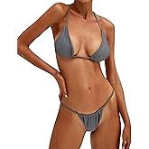 XUNYU Thong Bikini Sets for Women - Brazilian Micro String Bikinis Sexy Two Piece Swimsuit Triangle Top Halter Bathing Suits