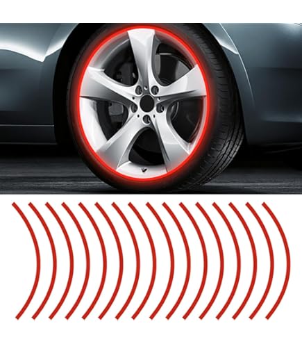 Ihreesy 4-Pack Reflective Car Wheel Rim Decals - Self-Adhesive Black Stripe Stickers