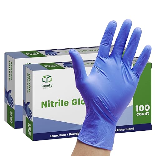 Comfy Package [200 Count Blue Nitrile Gloves, Disposable Gloves