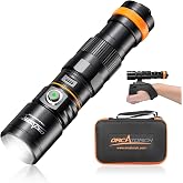 ORCATORCH DC710 3000 Lumens Scuba Dive Light with WS02 Wrist Strap Mount | 6&deg; Narrow Beam, 4 Lighting Modes (High/Med/Low/Turbo), Hands-Free Operation, Power Indicator, Safety Lock, IP68 Waterproof
