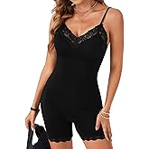 LYANER Women's Romper Sleeveless Spaghetti Straps Bodycon Short Jumpsuit One Piece Bodysuit Onesie Pajamas Playsuit Black Medium