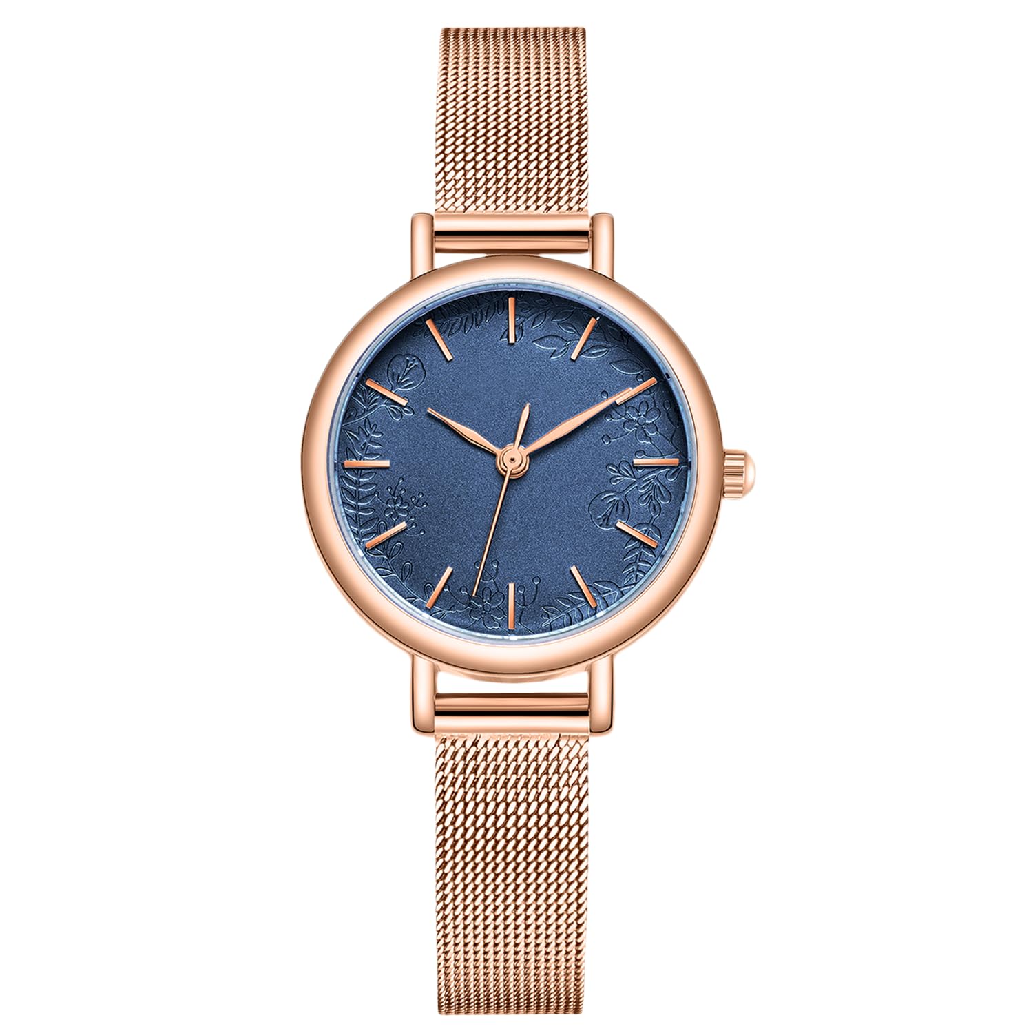 RORIOS Women Watches Flower Pattern Dial Analogue Quartz Watch Stainless Steel Mesh Band Elegant Ladies Wristwatches
