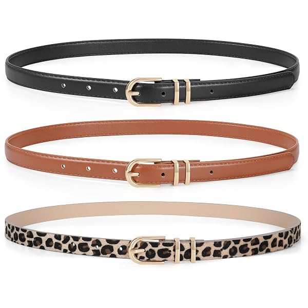 9819 5 Pack Women Skinny Faux Leather Leopard Jeans Belt Ladies Slim Waist 5 Pack Women Skinny Faux Leather Leopard Jeans Belt Ladies  main image 2