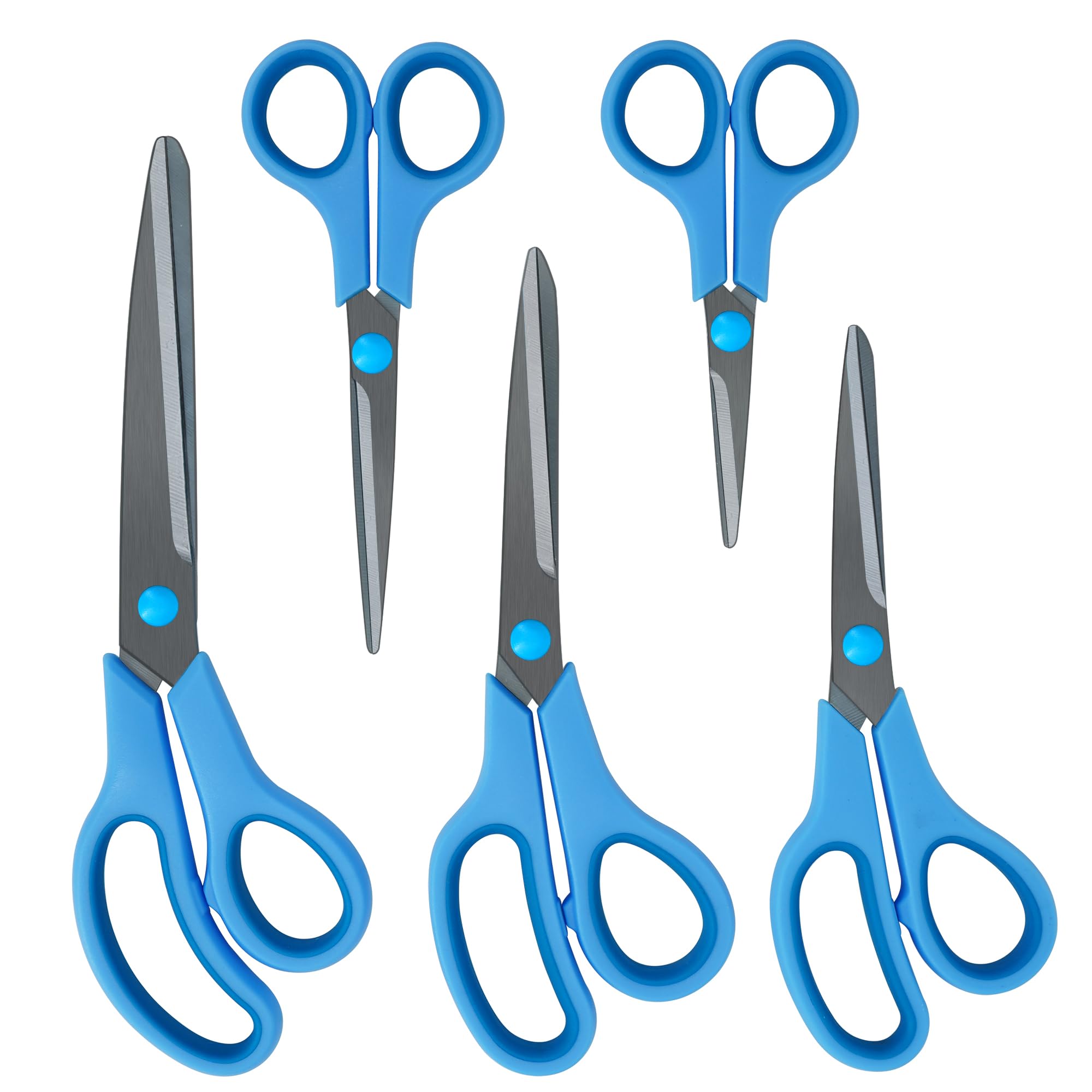 CCR Scissors,Stainless Steel Scissors Set with Black Titanium Plating,Comfort Grip,Suitable for Families, Offices and Schools,Set of 5