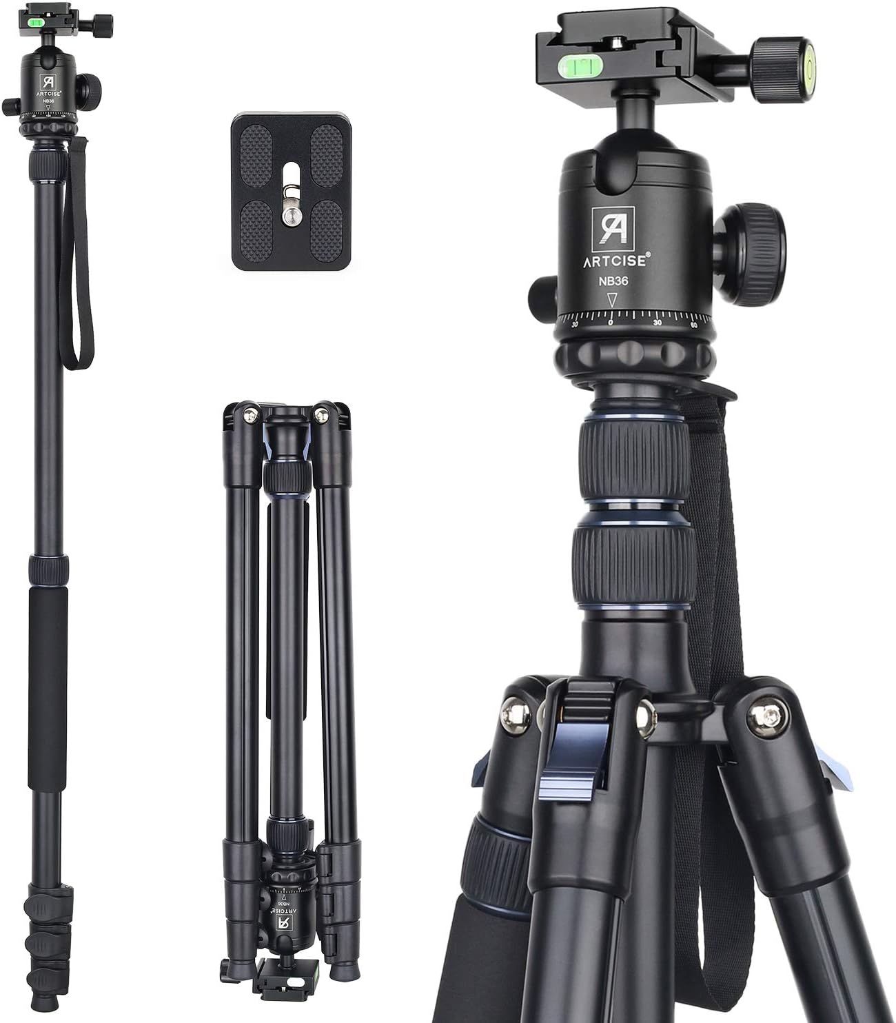 82" Camera Tripod Monopod Ball Head Tripod ARTCISE Lightweight Travel