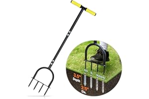 Colwelt Spike Lawn Aerator, Manual Aerator for Compacted Soils and Lawns, Non-Slip T-Handle Spike Aeration with Four 3.5-Inch