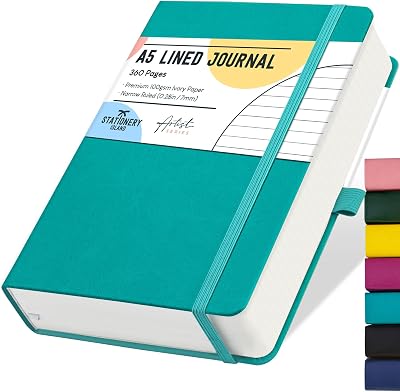 ISLAND A5 Lined Notebook 360 Pages Teal Hardcover 100gsm