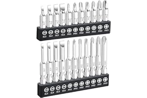 NAUIX 22 Piece Slotted Phillips Screwdriver Bit Set, 1/4 Inch Hex Shank S2 Steel Magnetic 1" and 2" Long Drill Bits