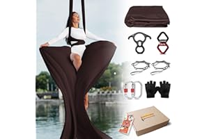LUCEINVITA Aerial Silks for Home and Outdoor, Premium 11 Yards Flying Yoga Hammock with Hardware - Deluxe Gift for Yoga Starter