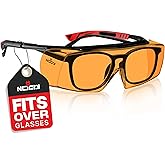 NoCry Blue Light Blocking Safety Glasses Over Eyeglasses with 100% UV Protection — UV Light Protection with Anti-Fog & Anti-Scratch Lenses; ANSI Z87.1 Certified — Adjustable Temples with Anti-Slip Tip