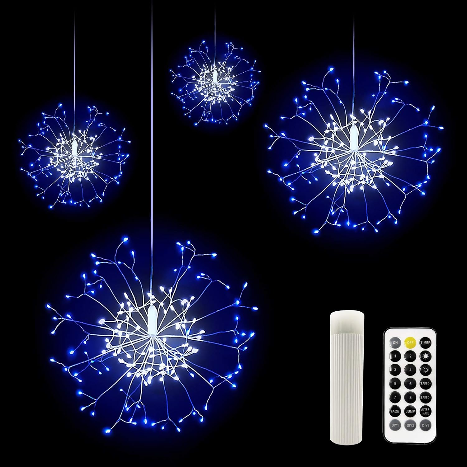 CP3 4 Pack Firework Lights 120 LED Copper Wire Starburst Lights 8 Modes