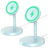 Xiauodo Magnetic Wireless Charger iPhone, 2 Pack 15W Fast Mag-Safe Charger Stand for iPhone 17/17 Air/17 Pro/17 Pro Max 16/15/14/13/12 Series, Wireless Charging Station for Pad/AirPods(Blue)