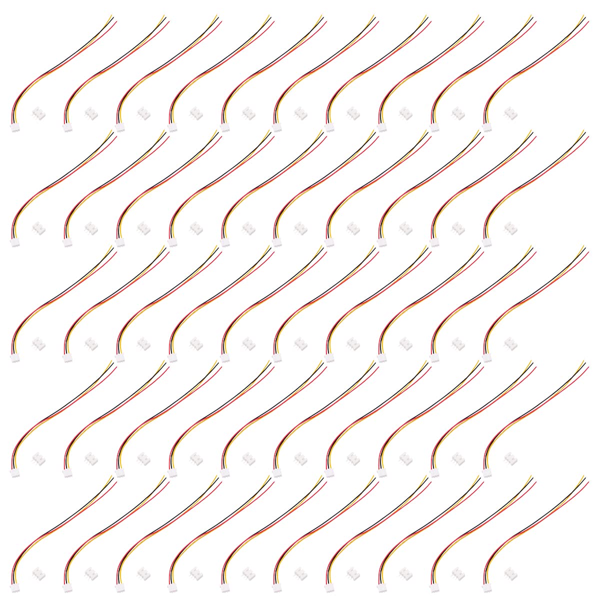 DollaTek 50PCS JST XH2.54 XH 2.54mm Wire Cable Connector 3-Pin Pitch Plug Socket 20cm Wire Length 26AWG