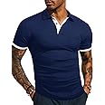 KUYIGO Men's Short&Long Sleeve Polo Shirts Casual Slim Fit Solid Soft Button Cotton Pocket Collared Shirt