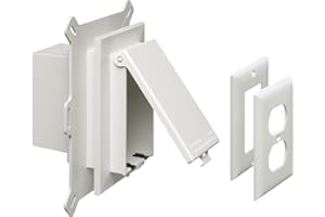 Arlington DBVS1W-1 Low Profile in Box Recessed Outlet Box Wall Plate Kit for New Vinyl Siding Construction, Vertical, 1-Gang,