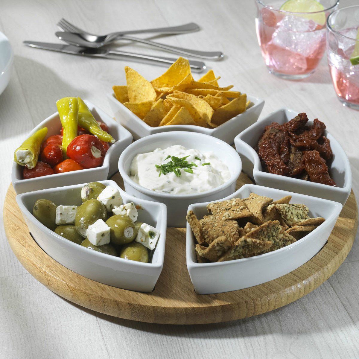 Occasion Lazy Susan Rotating or Revolving Dip Set Snack Bowl Serving
