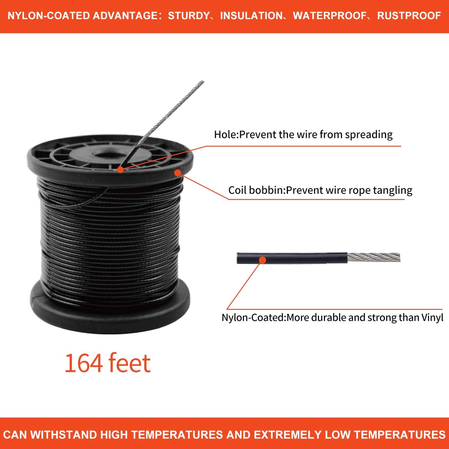 String Lights Hanging Kit, Globe String Lights Suspension Kit, Outdoor Light Guide Wire, Includ 164 FT Nylon-Coated Stainless Steel Wire Rope Cable, Turnbuckle and Hooks, Enough Accessories, Use Manual : Garden & Outdoor